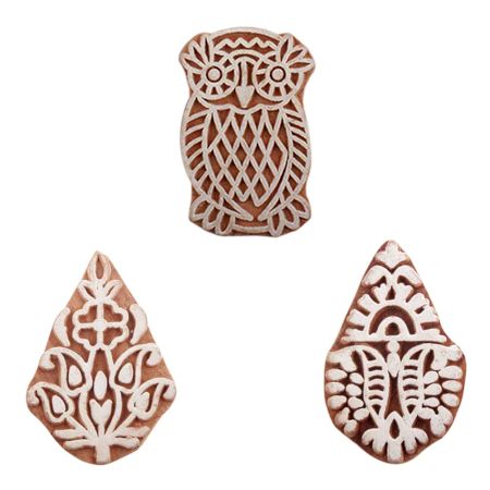 Set of 3 Piece New Mix Wooden Printing Blocks